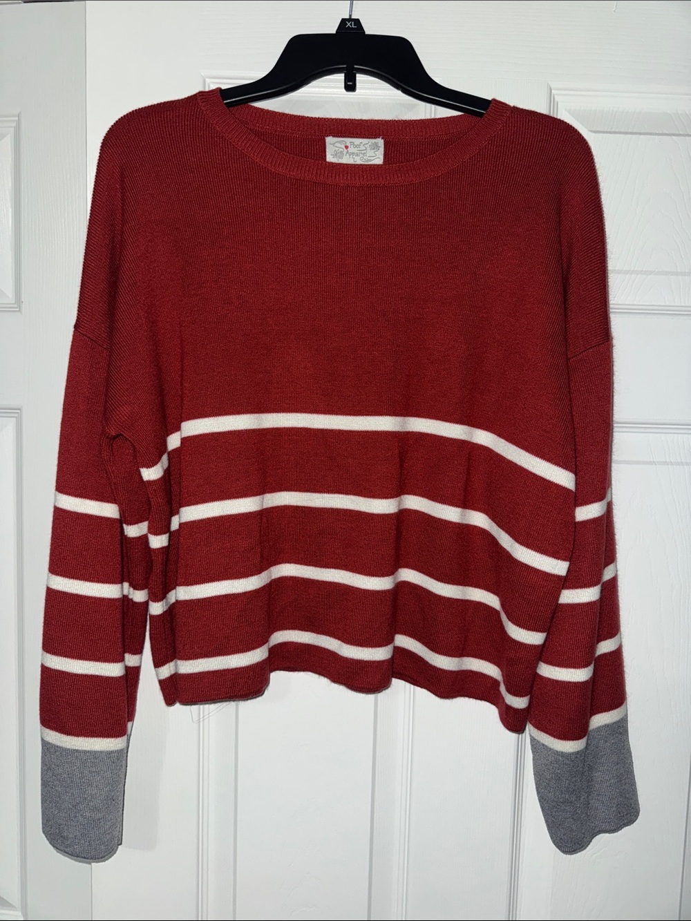 Poof! Coral-Red Ribbed Knit Top